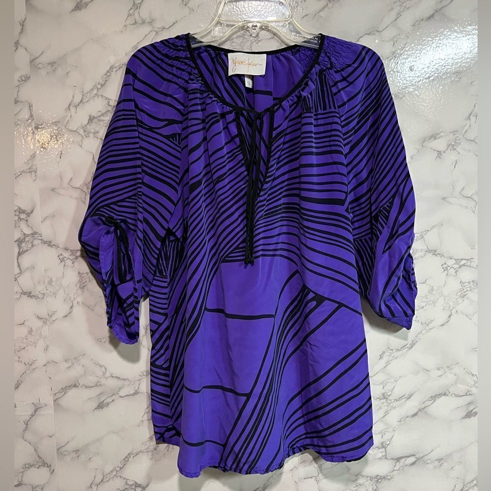 Yumi Kim Purple Black Silk Blouse Size S